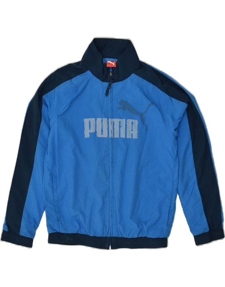 PUMA Boys Graphic Tracksuit Top Jacket 9-10 Years Medium Blue Colourblock | Vintage Puma | Thrift | Second-Hand Puma | Used Clothing | Messina Hembry 