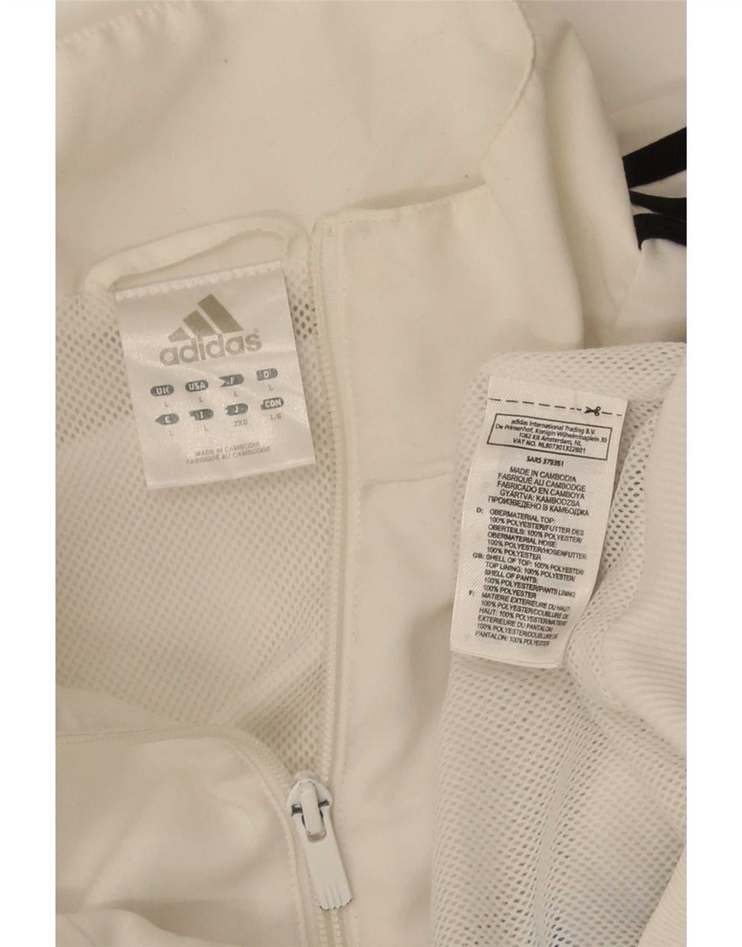 Adidas Mens Tracksuit Top Jacket Large White Colourblock Polyester