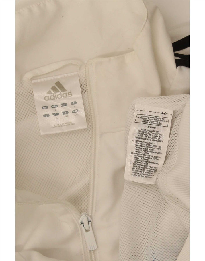 Adidas Mens Tracksuit Top Jacket Large White Colourblock Polyester