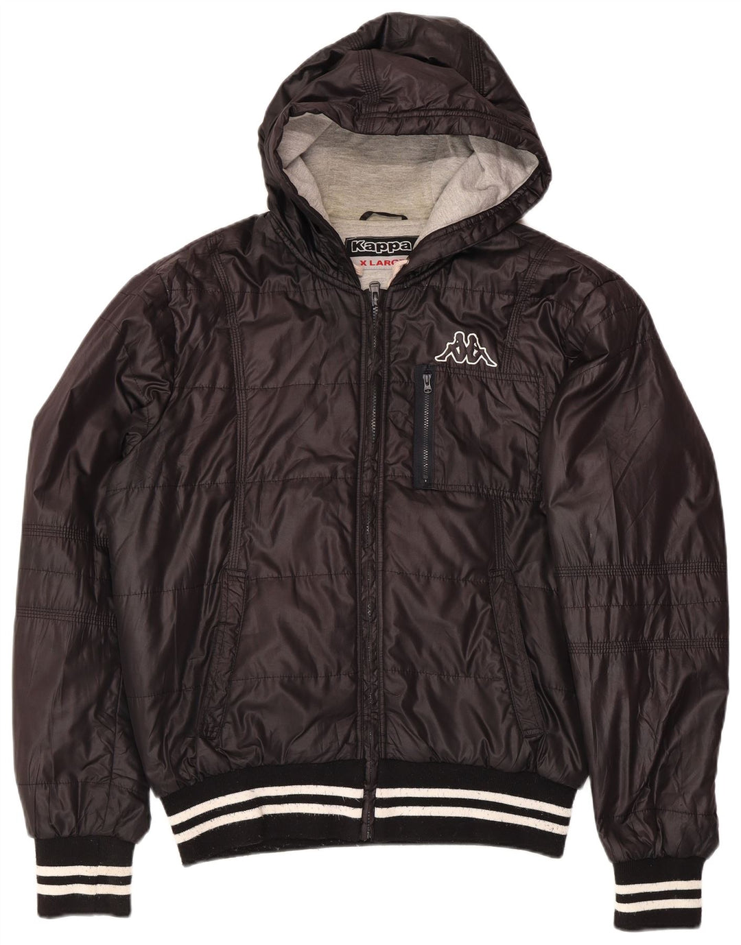 Kappa Mens Hooded Padded Jacket UK 42 XL Black Polyester