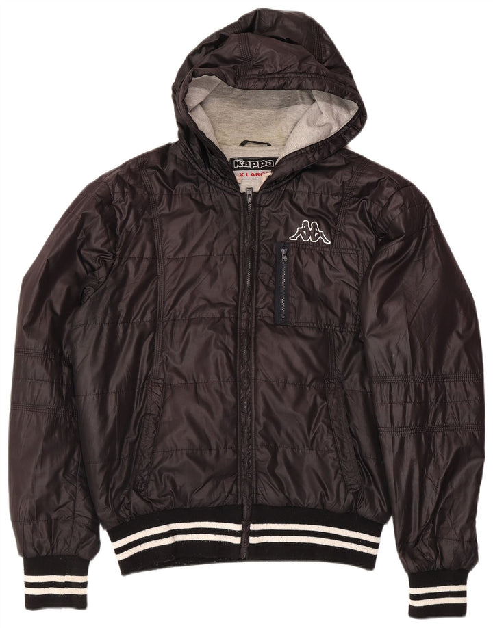 Kappa Mens Hooded Padded Jacket UK 42 XL Black Polyester