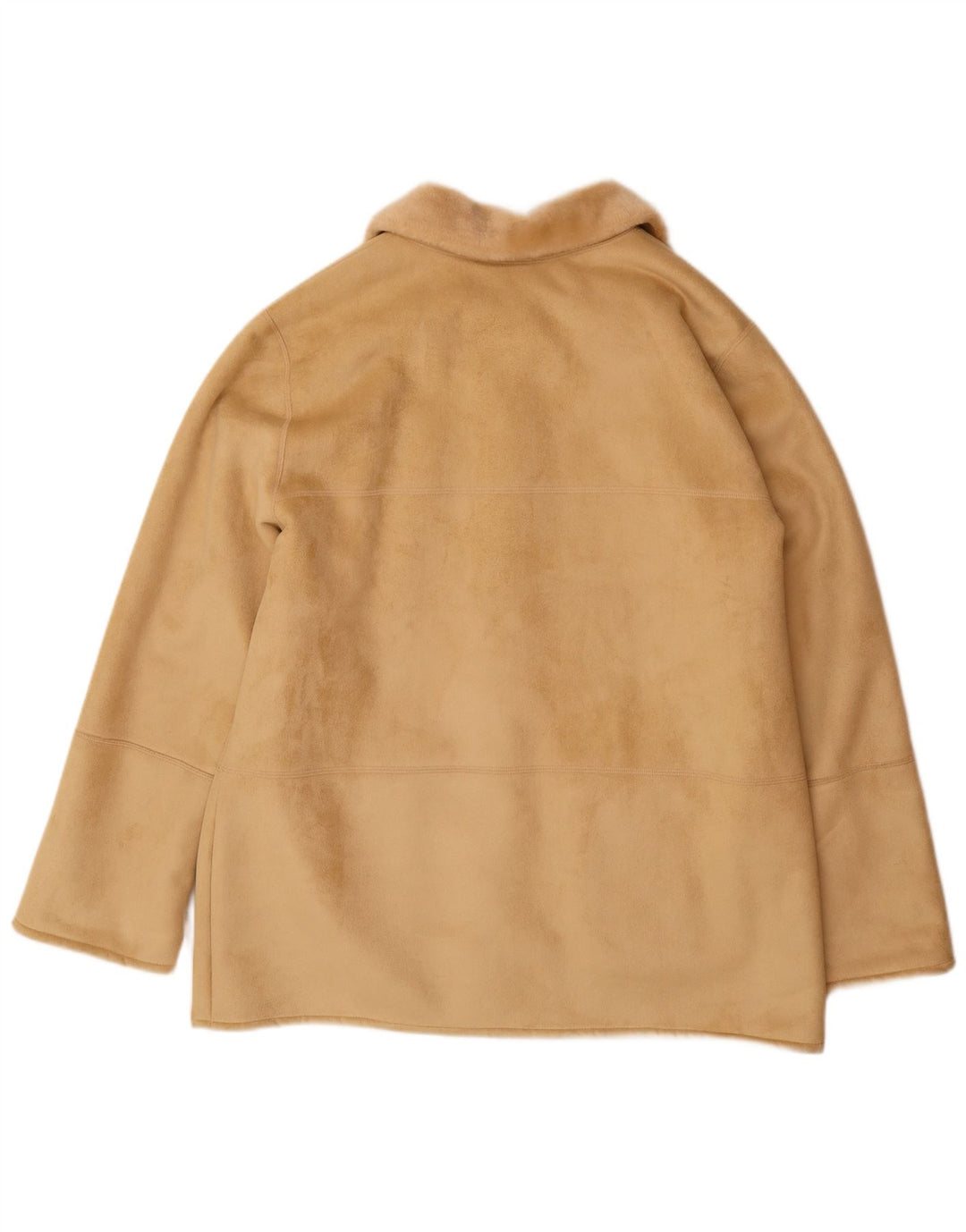 VINTAGE Womens Sherpa Jacket EU 44 XL Beige Acrylic