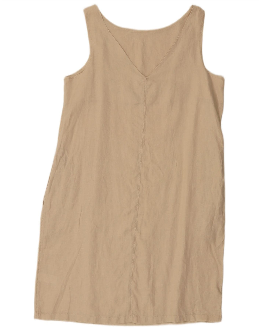 Next Womens Sleeveless Shift Dress UK 14 Large Beige Linen