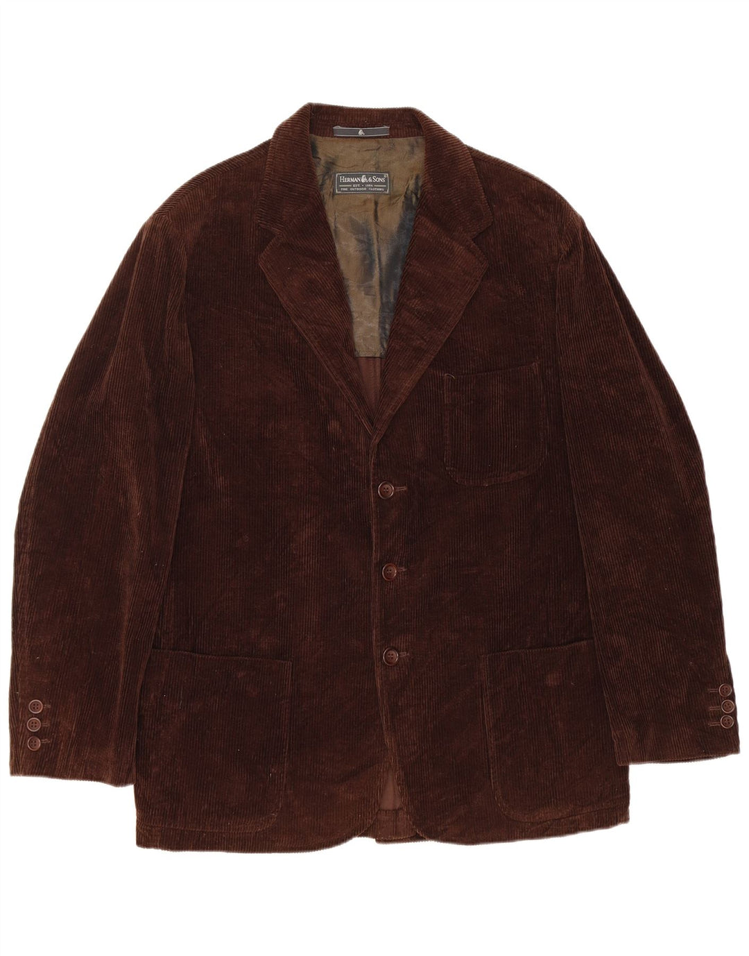 HERMAN & SONS Mens 3 Button Corduroy Blazer Jacket IT 48 Medium Brown