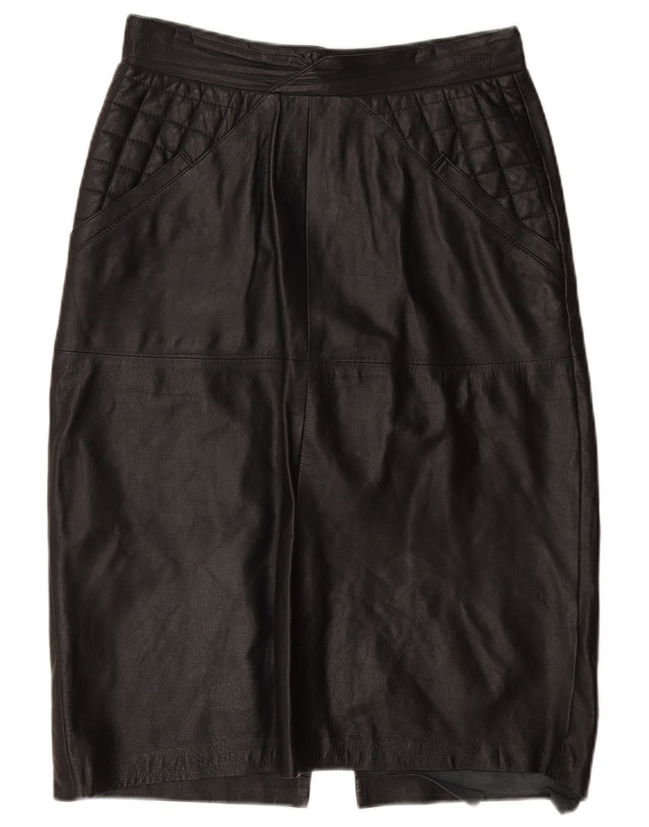 Vintage Womens Leather Skirt W30 Medium Black