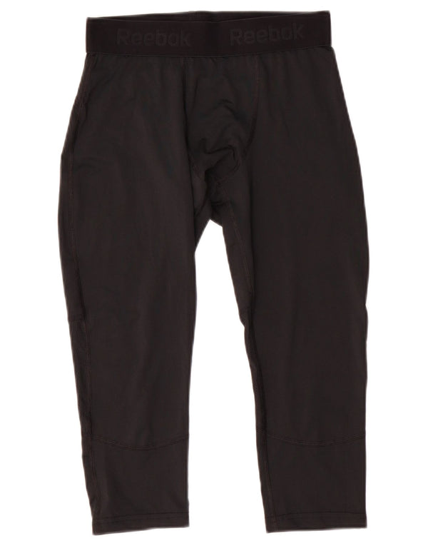 REEBOK Mens Graphic Capri Leggings Medium  Black Polyester
