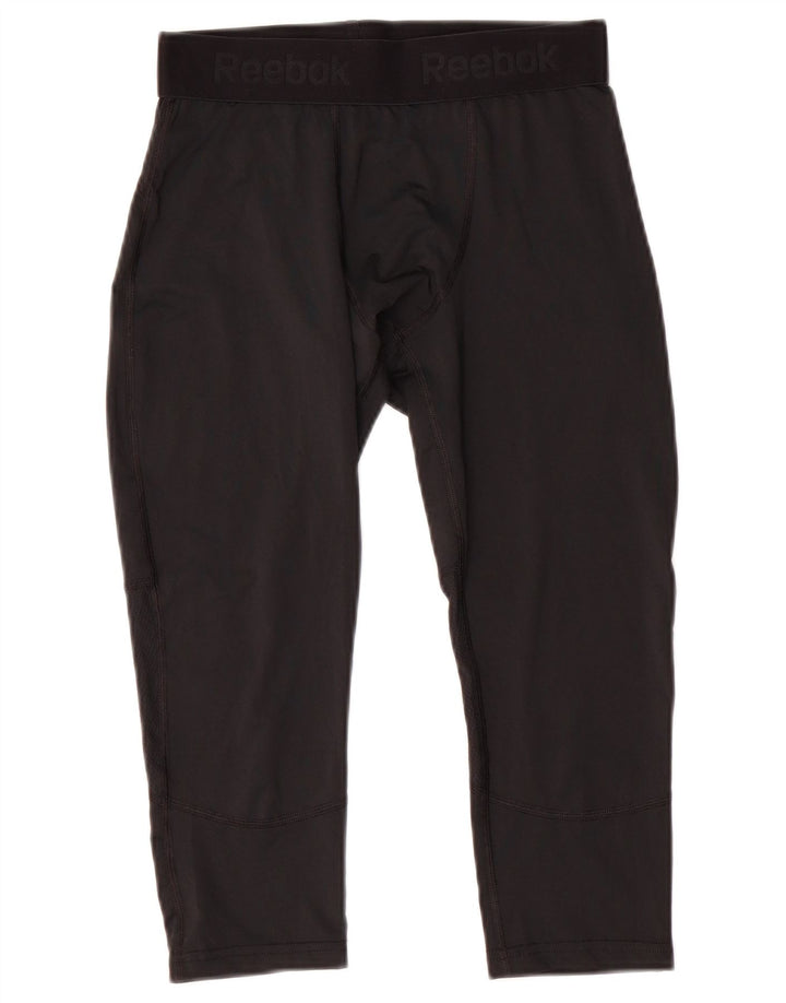 REEBOK Mens Graphic Capri Leggings Medium  Black Polyester