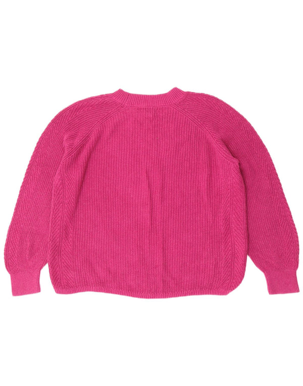 Fat Face Womens Crew Neck Jumper Sweater UK 14 Large Pink Cotton