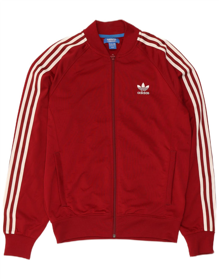 Adidas Mens Tracksuit Top Jacket Medium Maroon Polyester
