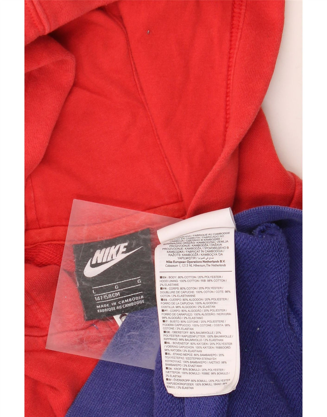 NIKE Boys Graphic Zip Hoodie Sweater 12-13 Years Large Red Colourblock