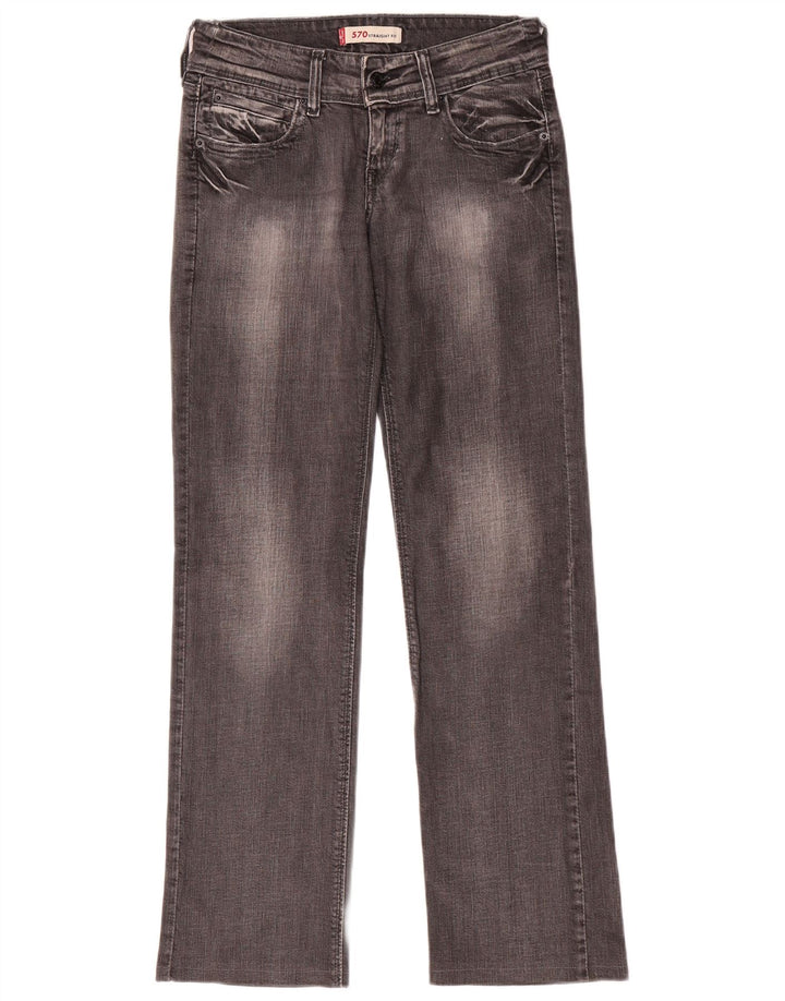 Levi's Womens 570 Straight Jeans W27 L31 Grey Cotton