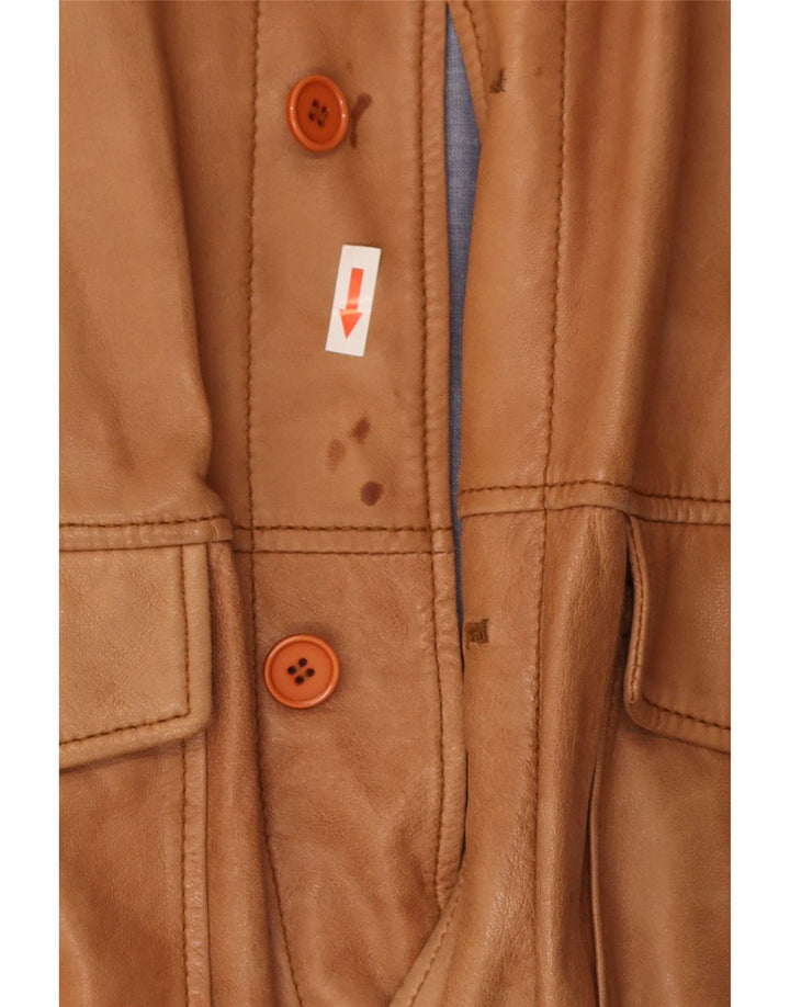 Conbipel Mens Leather Bomber Jacket IT 56 2XL Brown