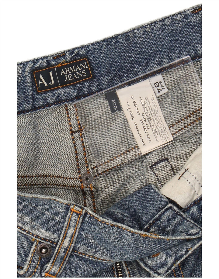 ARMANI Mens Graphic Straight Jeans W34 L30 Blue Cotton