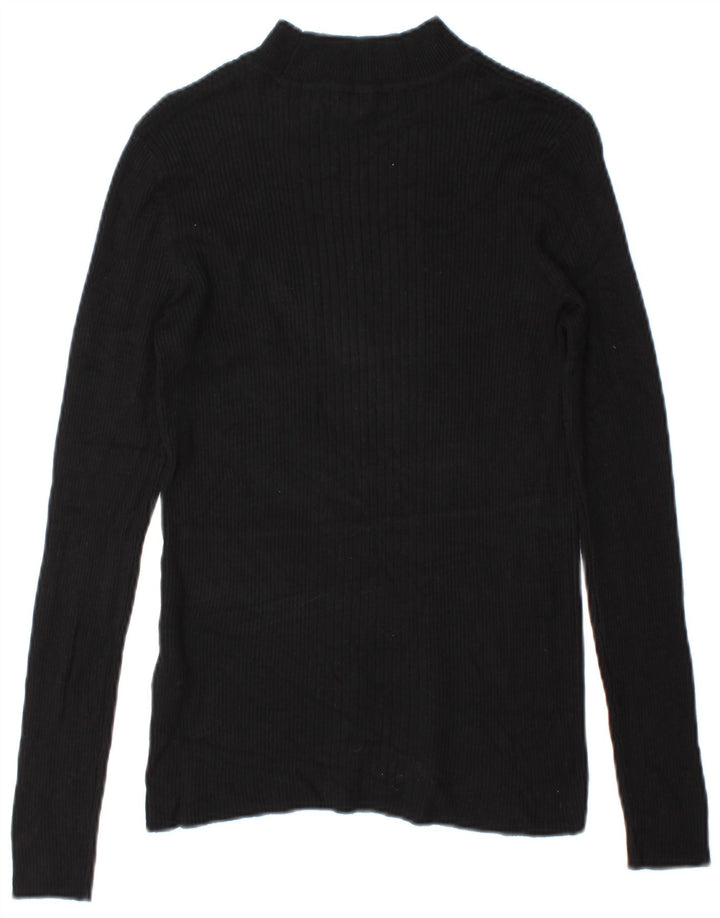 Marks & Spencer Womens Top Long Sleeve UK 14 Medium Black Viscose