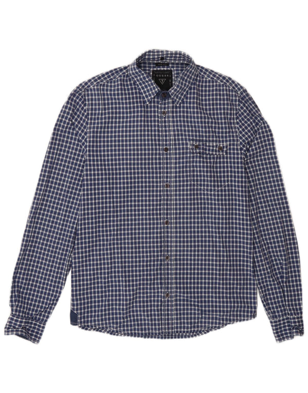 Guess Mens Slim Fit Shirt Medium Blue Gingham