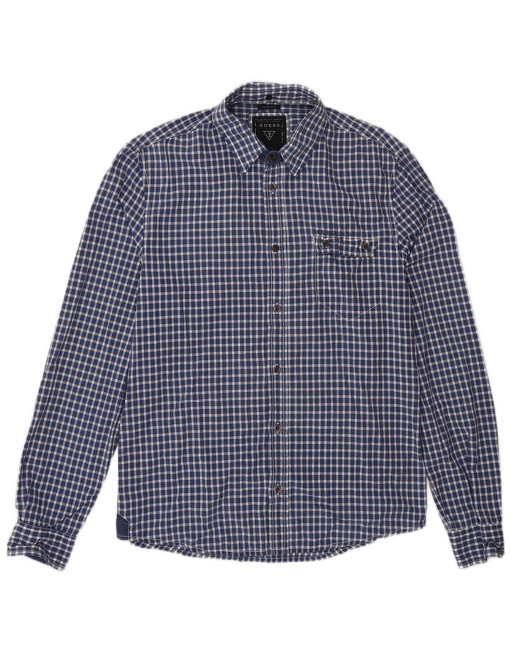 Guess Mens Slim Fit Shirt Medium Blue Gingham