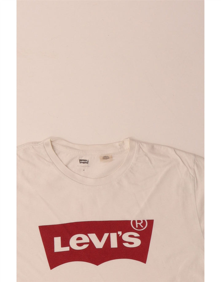 LEVI'S Mens Graphic T-Shirt Top Medium Off White Cotton