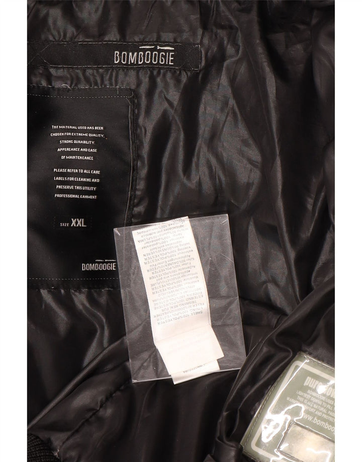 BOMBOOGIE Mens Hooded Padded Jacket UK 44 2XL Black Polyester