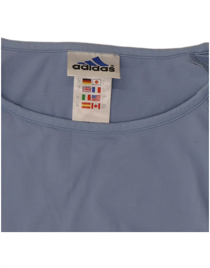 Adidas Womens Crop T-Shirt Top UK 10 Small  Blue Polyester