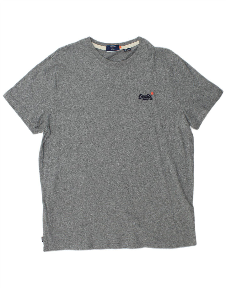 Superdry Mens T-Shirt Top 2XL Grey Flecked Cotton