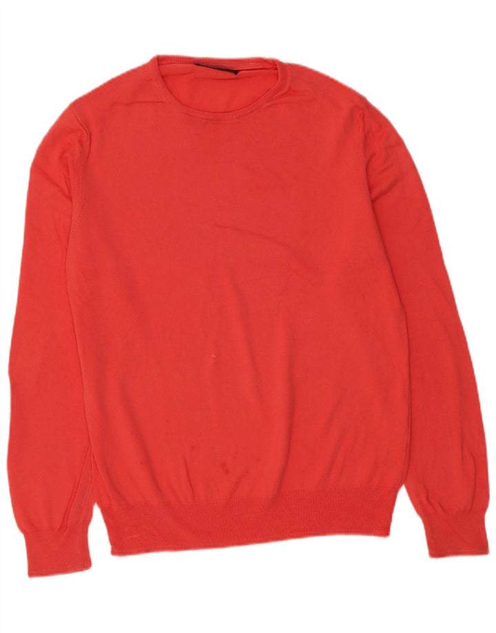 Zara Mens Crew Neck Jumper Sweater Medium Red Cotton