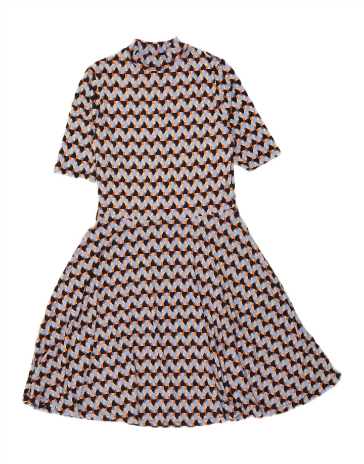 WAREHOUSE Womens A-Line Dress UK 12 Medium Multicoloured Geometric Viscose
