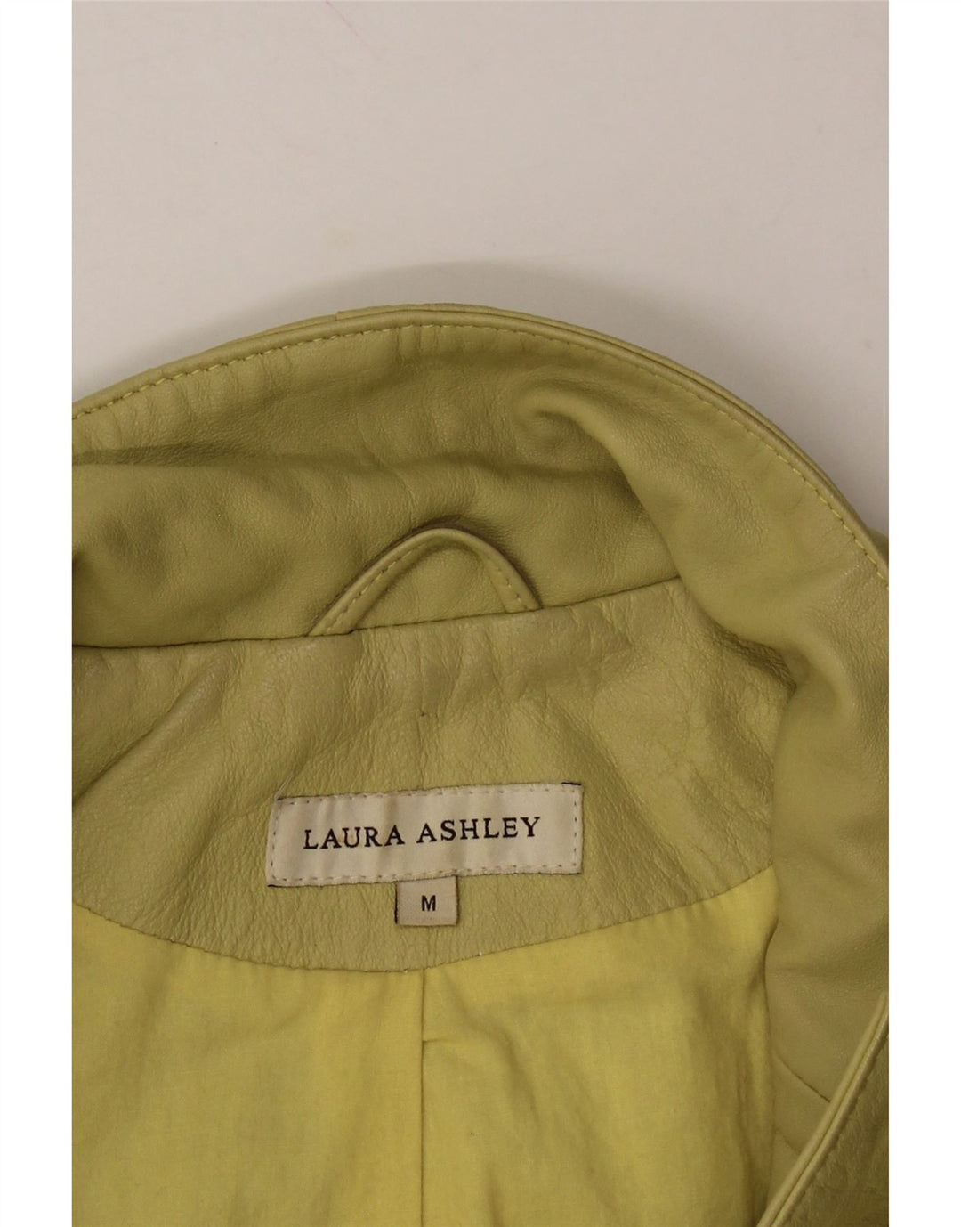 LAURA ASHLEY Womens 3 Button Blazer Jacket UK 14 Medium Yellow Leather Vintage Laura Ashley and Second-Hand Laura Ashley from Messina Hembry 