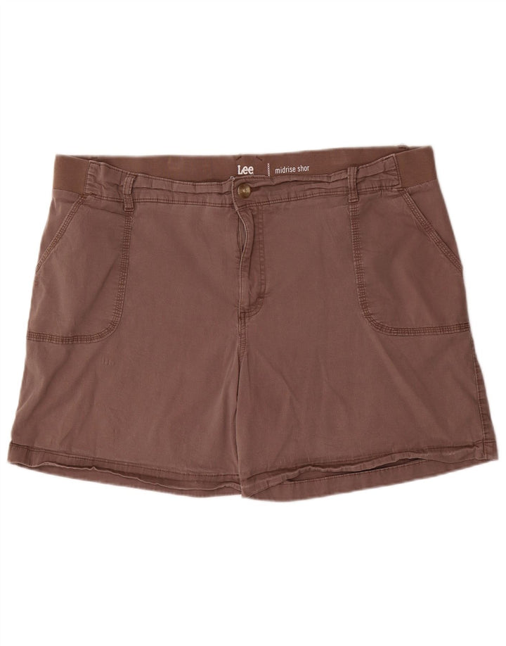 LEE Womens Riders Mid Rise Chino Shorts US 22 3XL W44  Brown Cotton