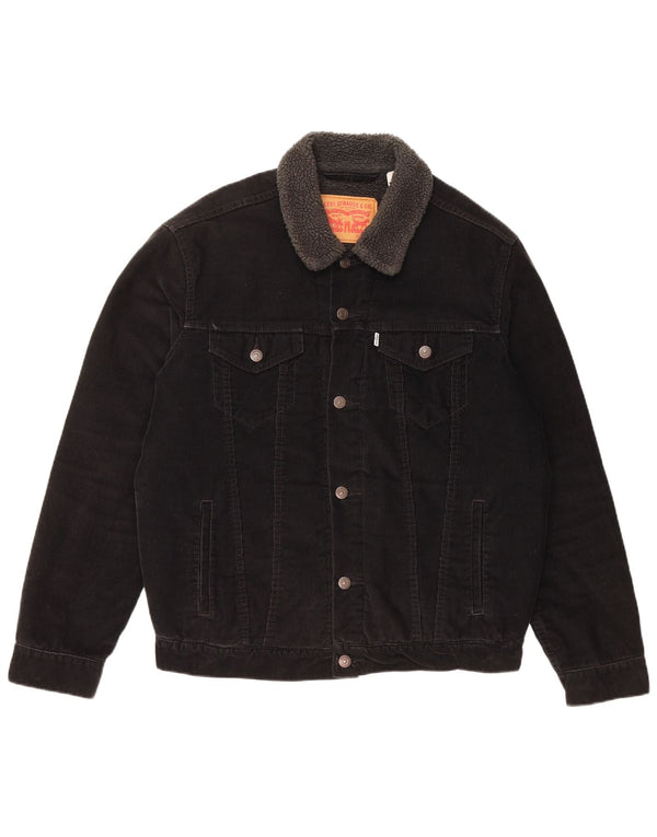 Levi's Mens Corduroy Sherpa Jacket UK 40 Large Black Cotton