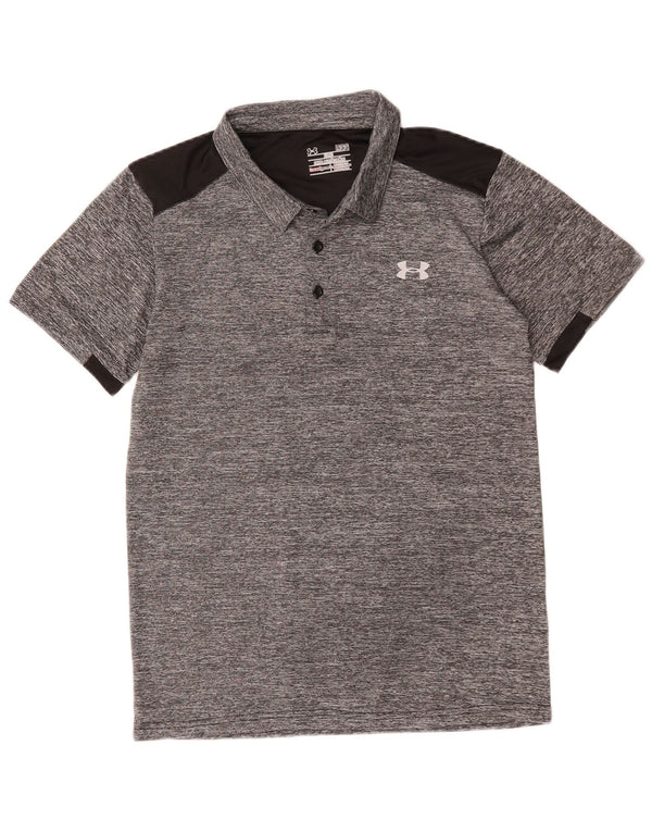 Under Armour Mens Heat Gear Polo Shirt Large Grey Colourblock Polyester