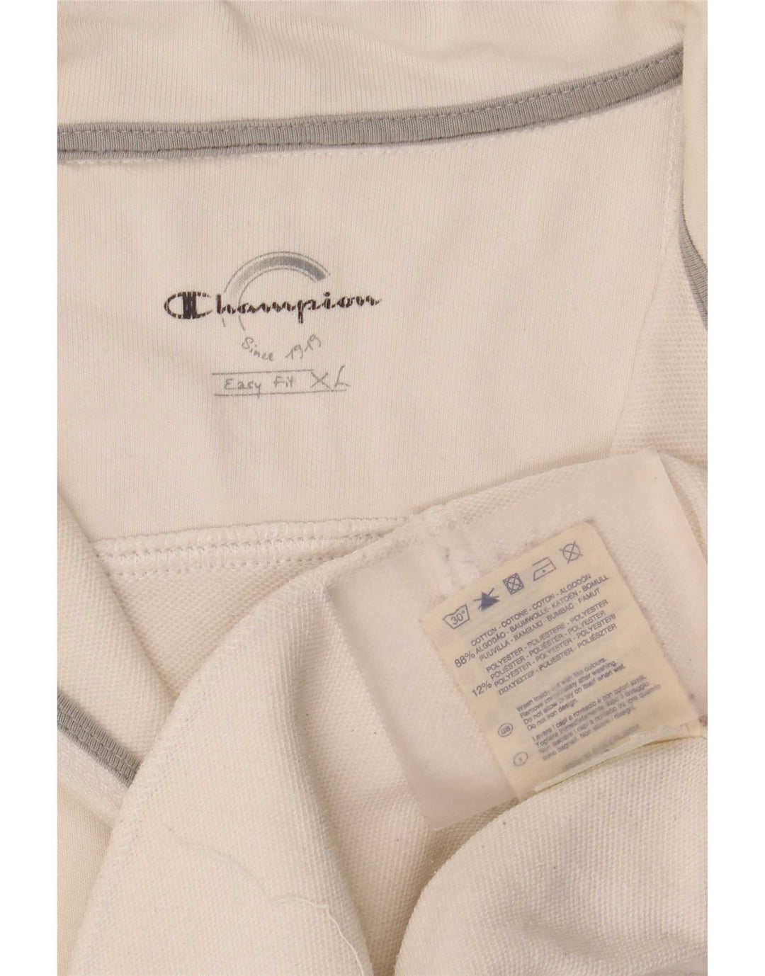 Champion Mens Easy Fit Tracksuit Top Jacket XL White Cotton