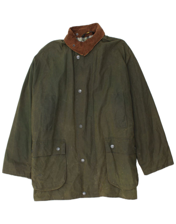 MC Orvis Mens Wachs-Wetterjacke Waxed Jacket UK 42 XL Green Cotton
