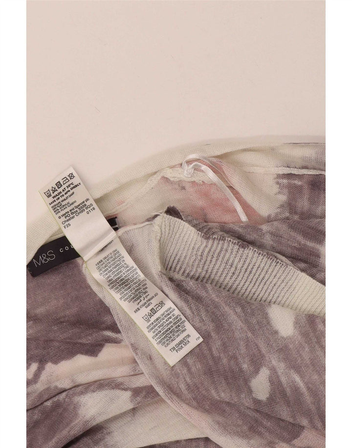 Marks & Spencer Womens Abstract Pattern Cardigan Sweater UK 14 Medium Pink