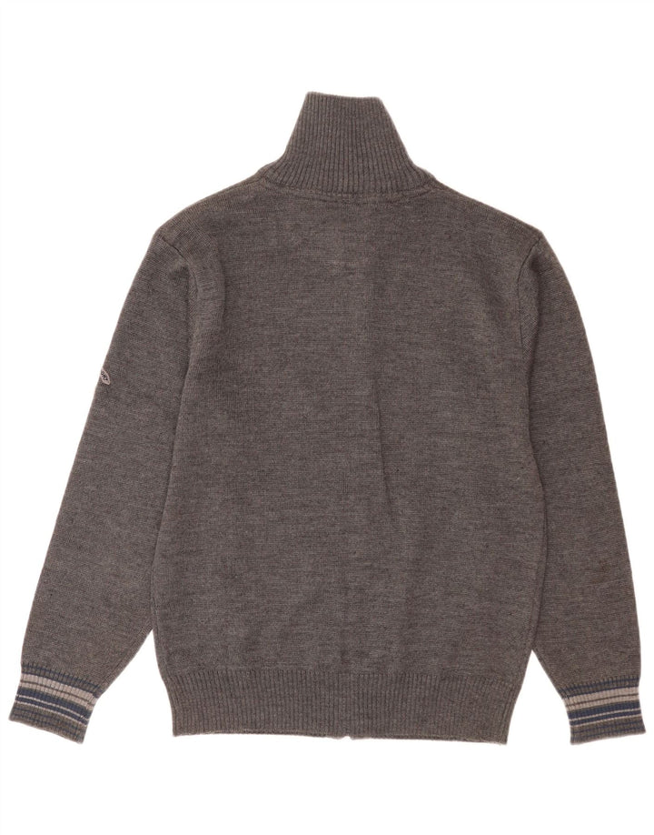 Vintage Mens Cardigan Sweater XL Grey Virgin Wool