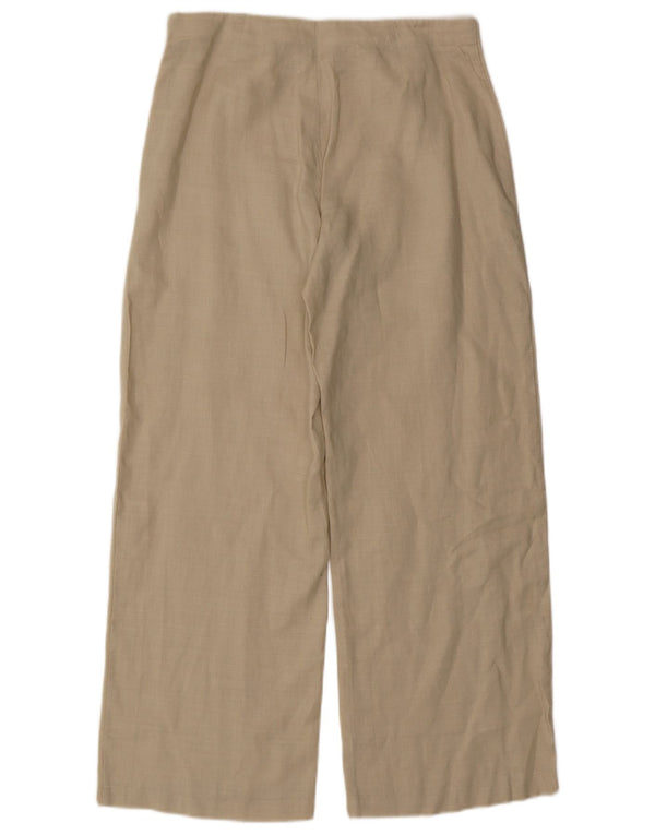 Stefanel Womens Wide Leg Casual Trousers IT 44 Medium W30 L29 Beige Ramie
