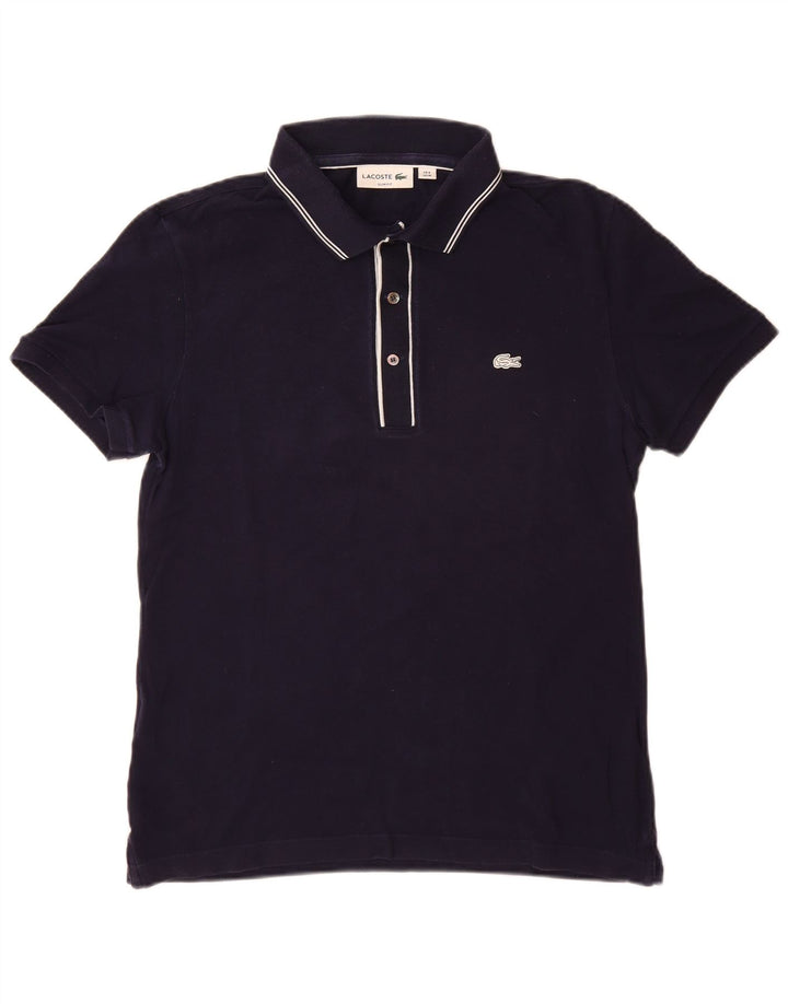 LACOSTE Mens Slim Fit Polo Shirt Size 4 Medium Navy Blue Cotton