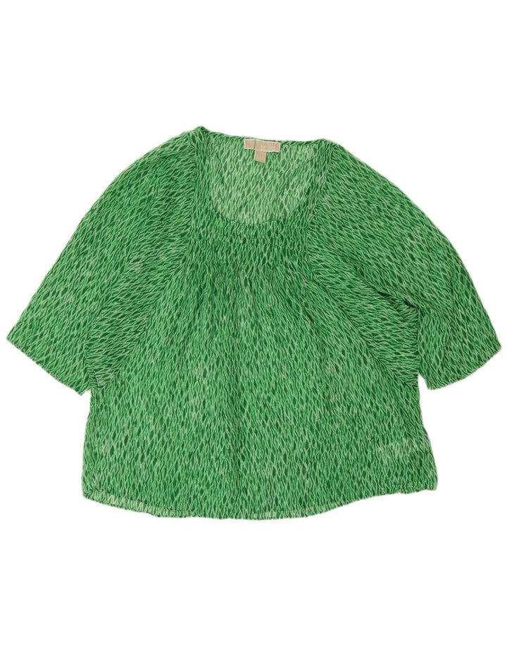 Michael Kors Womens Blouse Top UK 16 Large Green Argyle/Diamond Polyester