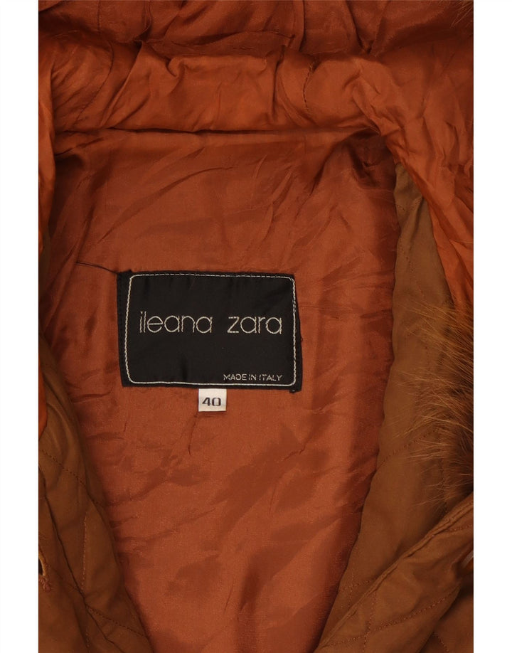 Ileana Zara Womens Oversized Hooded Quilted Jacket IT 40 Small Brown