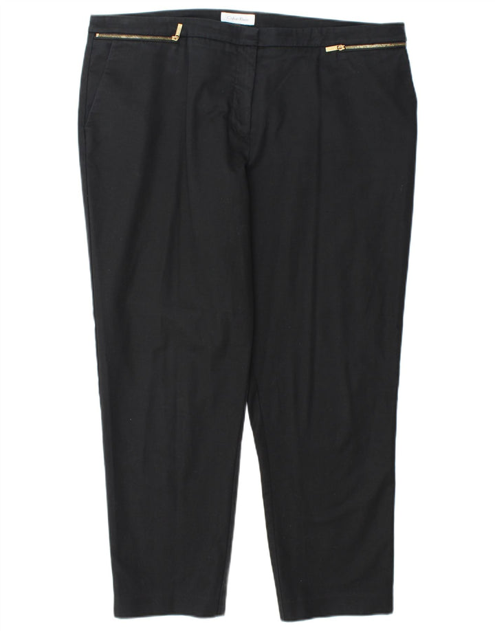 CALVIN KLEIN Womens Straight Cropped Trousers W38 L27 Black Cotton
