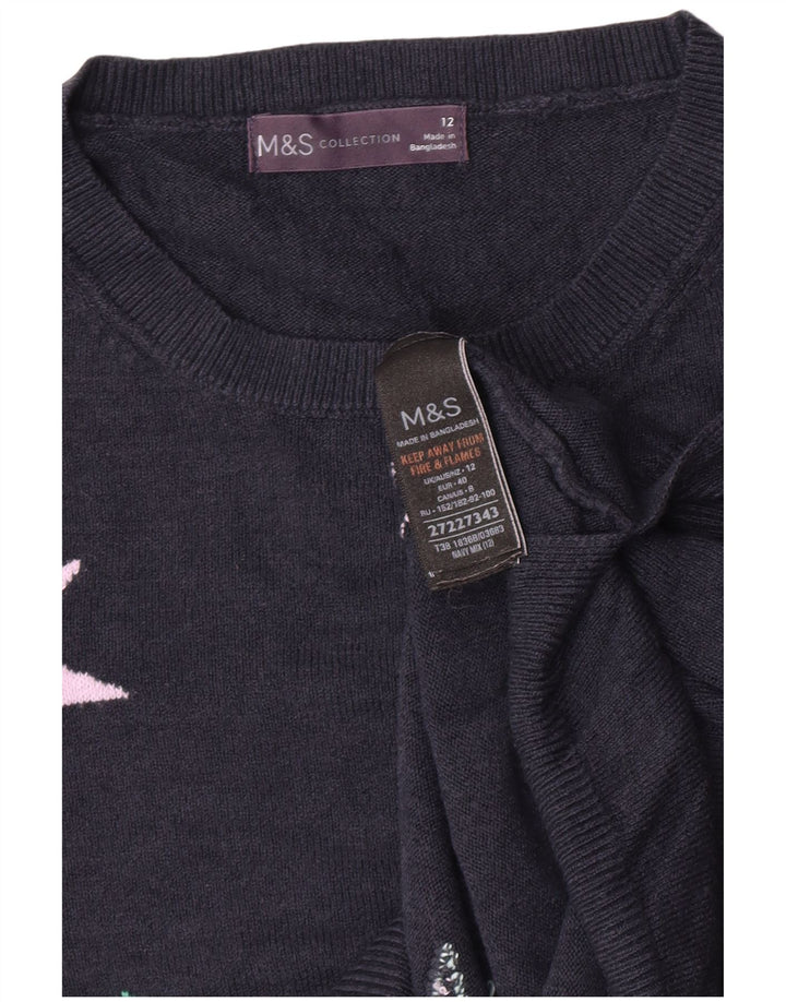 Marks & Spencer Womens Crew Neck Jumper Sweater UK 12 Medium Navy Blue