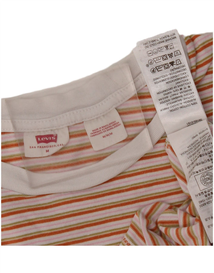LEVI'S Womens T-Shirt Top UK 14 Medium Multicoloured Striped Cotton