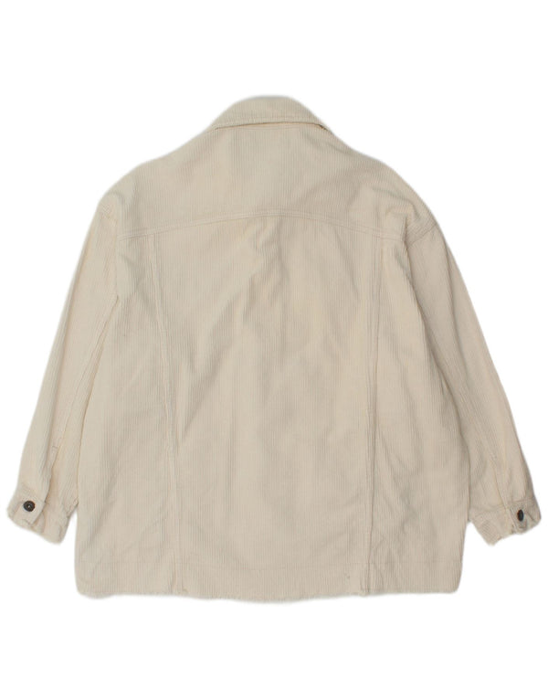 Zara Womens Oversized Corduroy Jacket UK 10 Small Off White Cotton
