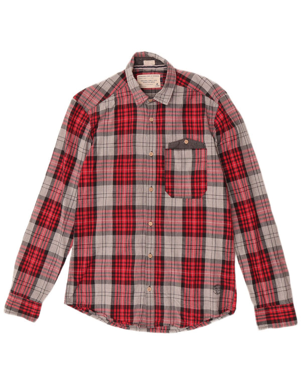 Jack & Jones Mens Flannel Shirt Small Red Check Cotton