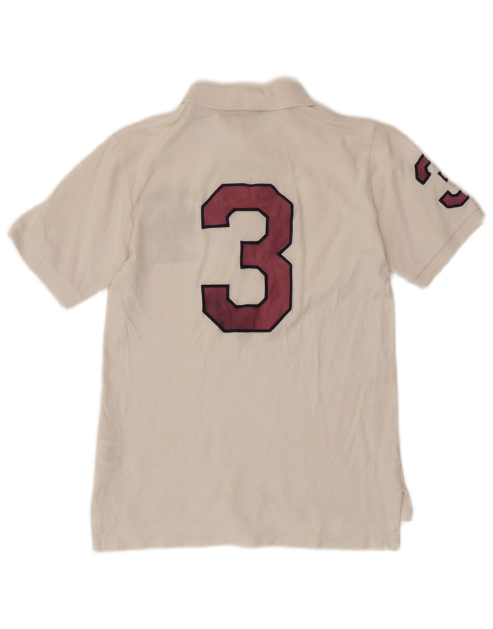 POLO RALPH LAUREN Boys Graphic Polo Shirt 7-8 Years Small White Cotton