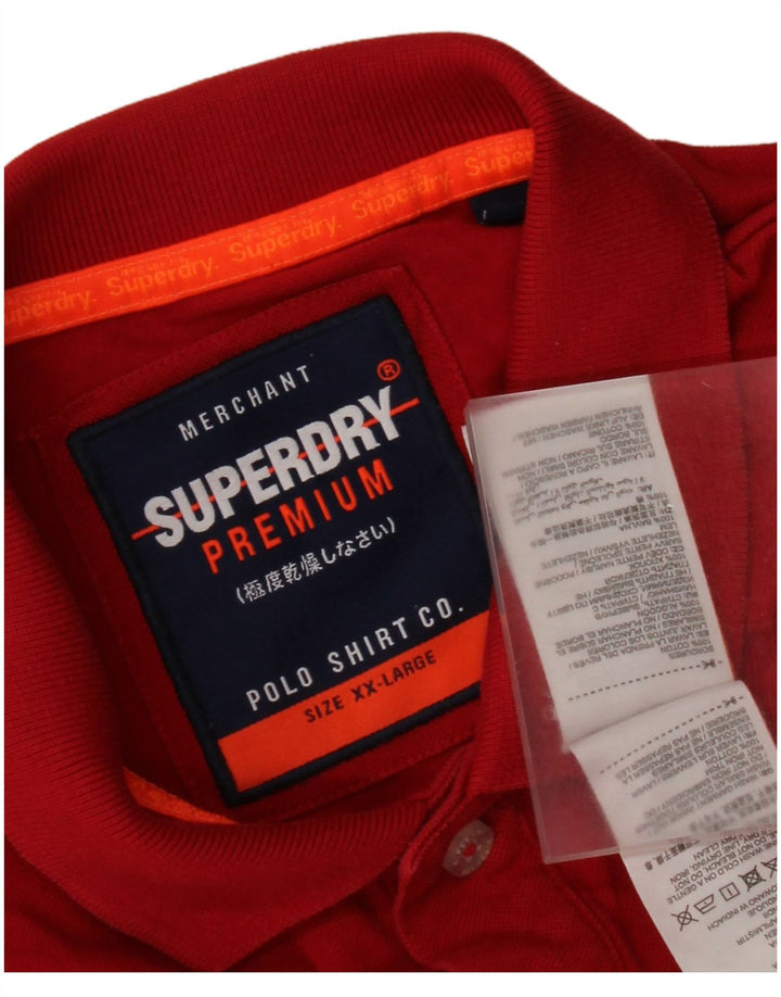 Superdry Mens Polo Shirt 2XL Red Cotton