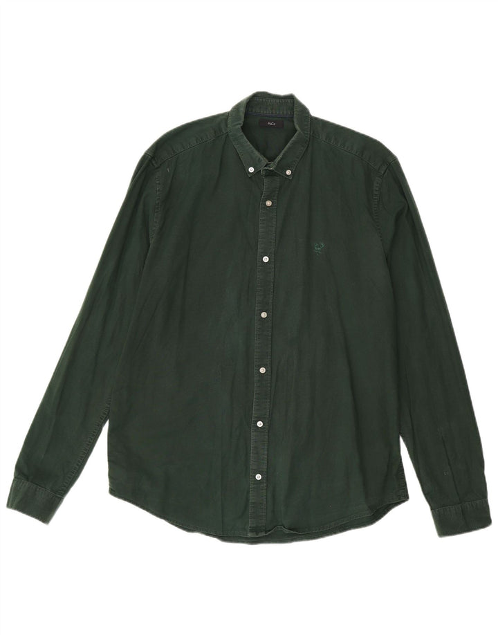 M&CO Mens Shirt Large Green Cotton