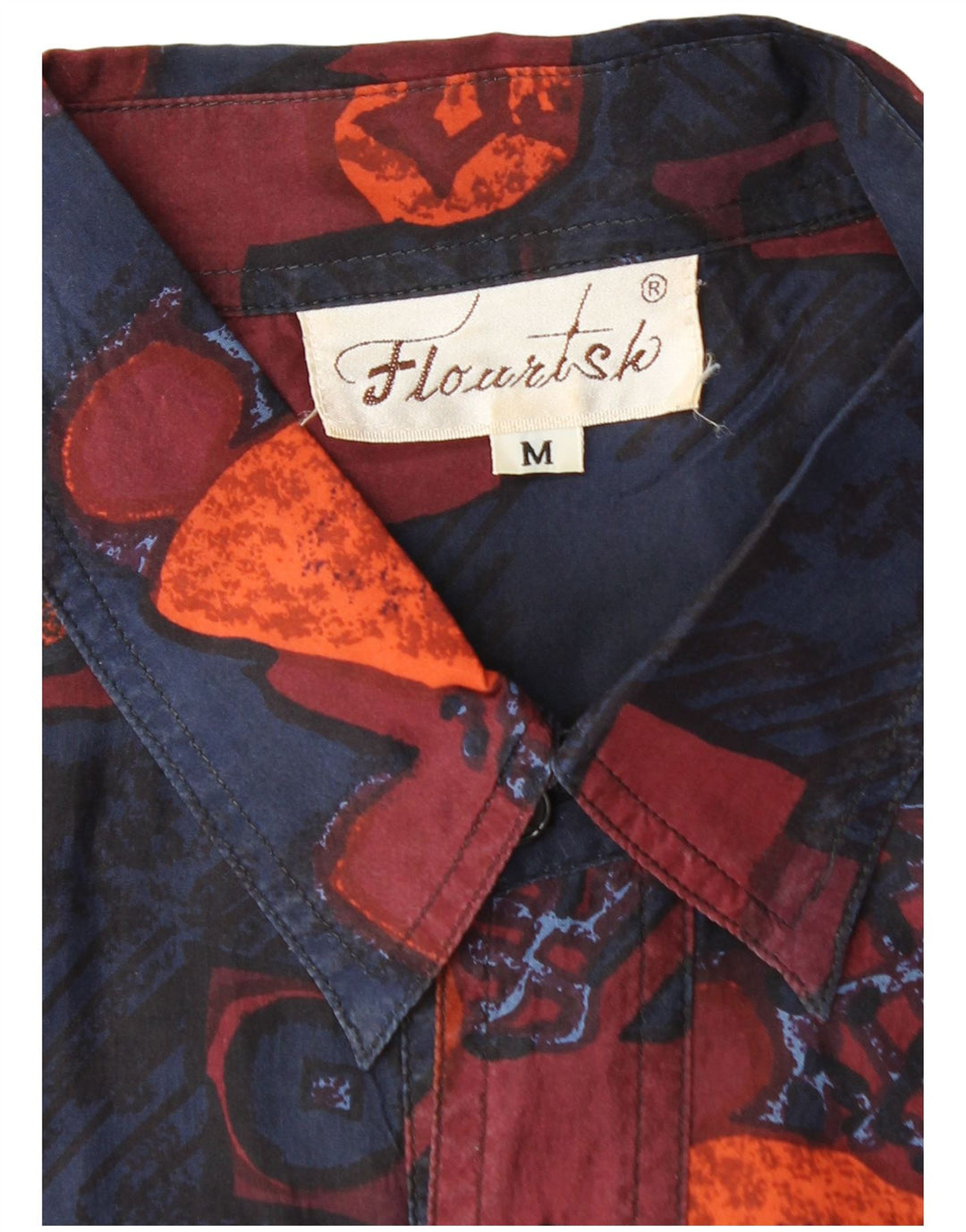 Vintage Mens Short Sleeve Shirt Medium Multicoloured Geometric Silk