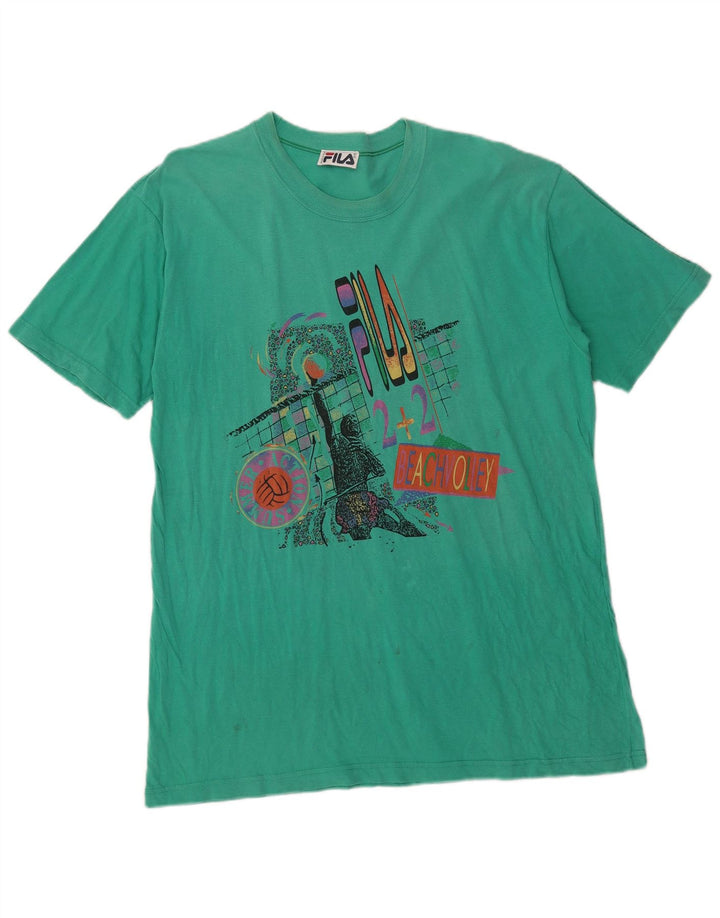 Fila Mens Graphic T-Shirt Top XL Green