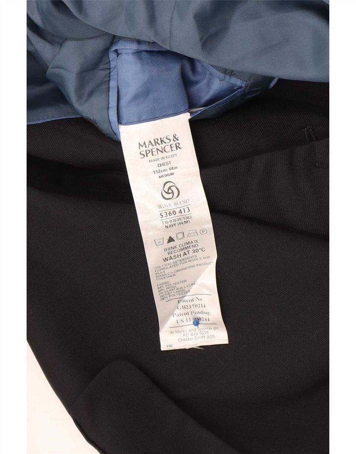 Marks & Spencer Mens 3 Button Blazer Jacket UK 44 XL Navy Blue Polyester