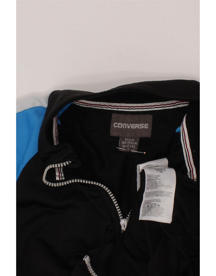 CONVERSE Boys Tracksuit Top Jacket 10-11 Years Medium Black Colourblock
